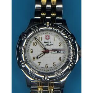 Swiss Military Vintage 90’s Pink Cross Ladies Stainless Steel 2 Tone Day Date